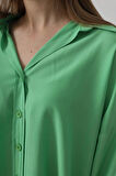Geniş Manşet Detaylı Gömlek  A.Yeşil