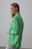 Geniş Manşet Detaylı Gömlek  A.Yeşil
