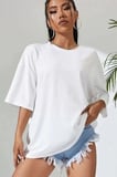 Unisex Baskılı Oversize Thirt  Beyaz