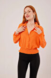 Bel Ve Bilek Lastikli Turuncu Bluz