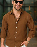 Erkek Uzun Kollu Regular ofya Keten Gömlek