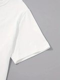 Baskılı Oversize Bisiklet Yaka Tshirt  Beyaz