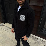 Erkek Polar Fermuarlı weatshirt – Kapüşonsuz, Cepli, Yumuşak Dokulu, Oversize Rahat Kalıp, Kışlık ıcak Tutan Fermuarlı Üst  iyah