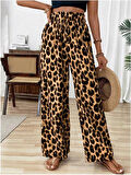 Kadın Süprem Kumaş Beli Lastikli Leopar Desen Pantolon