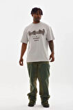 Unisex Baskılı Oversize Thirt  Gri