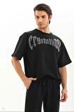 Unisex Oversize Taşlı Thirt  iyah