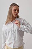 Yanları Bağlamalı Basic Gömlek  Beyaz