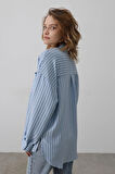 Çizgili Tek Cep Gömlek  Bebe Mavisi
