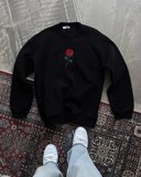 Unisex Bisiklet Yaka Ön Ve Arka Baskılı weathirt  iyah
