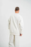 Uzun Kol Bisiklet Yaka Basic weathirt  Beyaz