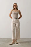 Kemer Pens Detaylı Pantolon  Bej