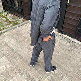 Erkek Fitilli Kadife Cepli Buggy Pantolon Oversize Rahat Kalıp  Füme