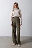 Beli Yarım Lastikli Palazzo Pantolon  Haki