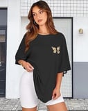 Bisiklet Yaka Baskılı Tshirt  iyah
