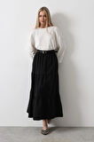 Pamuklu Beli Lastikli Etek  Siyah
