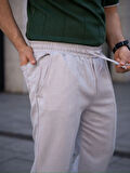 Erkek Keten Cepli Çıma Dikişli Jogger Buggy Pantalon Rahat Kalıp  Gri
