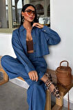 Denim Gömlek Plazzo Pantolon Takım 1016308