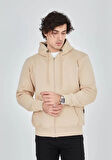 Unisex Tam Fermuarlı Kapşonlu  weathirt  Bej