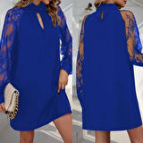 Kadın Uzun Kollu Damla Detaylı Sandy Mini Elbise