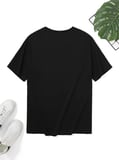 Baskılı Oversize Bisiklet Yaka Tshirt  iyah