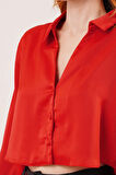 aten Crop odel Kırmızı Gömlek