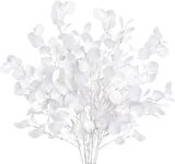 Yapay Çiçek Beyaz Okaliptus Tek Dal Kumaş Yapraklı Uzun Dal 80cm Eucalyptus