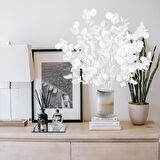 Yapay Çiçek Beyaz Okaliptus Tek Dal Kumaş Yapraklı Uzun Dal 80cm Eucalyptus