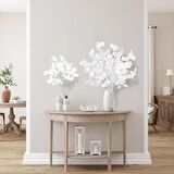 Yapay Çiçek Beyaz Okaliptus Tek Dal Kumaş Yapraklı Uzun Dal 80cm Eucalyptus