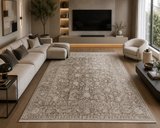 Hoom Rugs Elegant 004 Vizon Bej Doğal Elyaf Yansımalı Klasik Desenli Salon Halısı