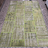 Hoom Rugs Antik Patchwork Yeşil El Dokuma Kilim