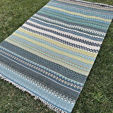 Eko Halı Bodrum BD 04 Olive Marine Fırsat Renkli Çift Taraflı Yıkanabilir Saçaklı Baskı Kilim