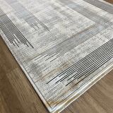İpek Mekik Halı Gordion 16108 Gri Krem Modern Salon Halısı