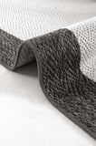 Hoom Rugs Lora 3203 Antrasit Çerçeveli Çizgili Pamuk Taban Hav Toz Vermez Sisal Halı