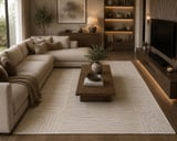 Hoom Rugs Sembol 2906 Krem Akrilik Dayanıklı Makine Halısı