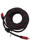 10 Mt HDMI Kablosu Örgülü Full HD Görüntü Aktarma Kablosu -Bilgisayar Uydu Görüntü Ses