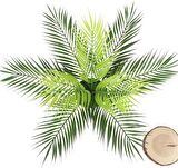 Yapay Çiçek 9 Dallı Areka Ahşap Kütük Saksılı Palmiye Ağacı Salon Bitkisi 45 cm