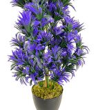 Yapay Çiçek Siyah Saksıda Mor Sıkas Ağacı 55cm