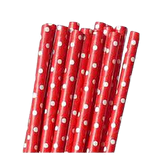 KAĞIT  PİPET KIRMIZI ÜSTÜ BEYAZ PUANLI 20'Lİ (22CM)