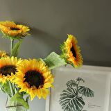Yapay Çiçek Ayçiçeği Sarı Sunflower Dekoratif Çiçek 90cm Dev Ay Çiçeği 3 Kafalı