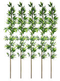 5li Set Yapay Bambu Sopası 20 Yapraklı 190cm Yapay Çiçek Bambu Duvarı Separatör Çiçeği Yapay Çiçek
