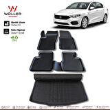 Fiat Egea Paspas Bagaj Havuzu Set Sedan 2015 2022 Arası 3D Wöller Ultraflex Set
