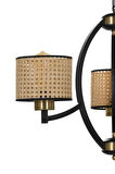 PAUL 5 Lİ SİYAH AVİZE RATTAN ABAJURLU