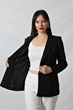 1905 Siyah Kadın Büyük Beden Blazer Ceket