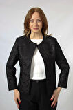 3398 KABARTMA DESENLİ SIFIR YAKA BÜYÜK BEDEN BLAZER CEKET