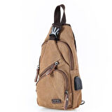Ççs London 31184 Usb Aux Çıkışlı Kanvas Sırt Çantası Kahve