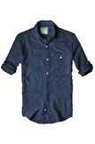 Slim Fit Saf Pamuk Denim Kumaş Kot Gömlek