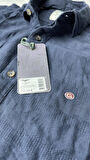 Slim Fit Saf Pamuk Denim Kumaş Kot Gömlek