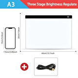 TechTic A3 Led Işıklı Çizim Tableti Led Çizim Kopyalama Tableti Eskiz Anime Portre Grafik Çizim 3Mod