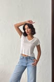Kadın Somon V Yaka Kısa Basic T-Shirt NJ138