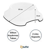 Silikon Kaydırmaz Taban Plastik Kedi ve Köpek Mama ve Su Kabı 2 L
